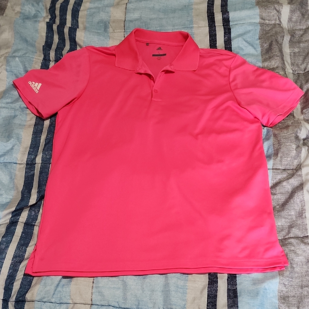 Adidas Pink Polo Shirt Large